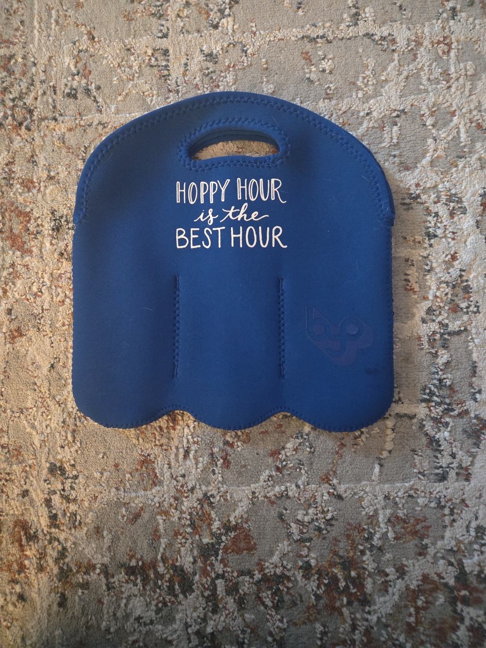 Blue 'Hoppy Hour is the Best Hour' Neoprene Bottle Carrier